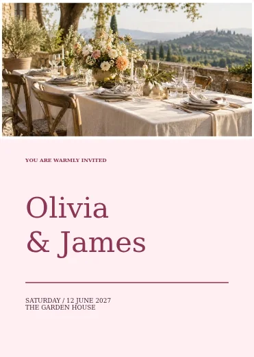 Wildflower wedding invitation with floral photography and editable names